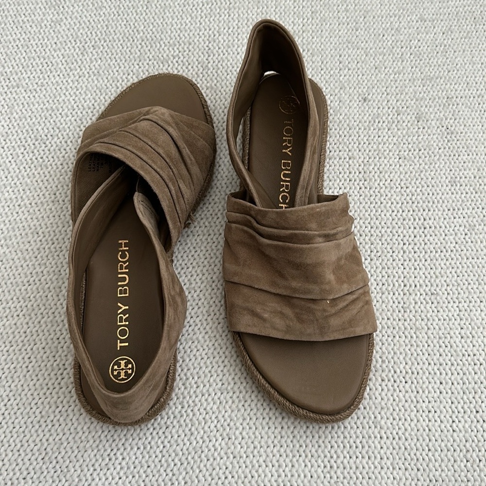 Tory Burch Suede Slide Sandals in Brown - Picture 2 of 5